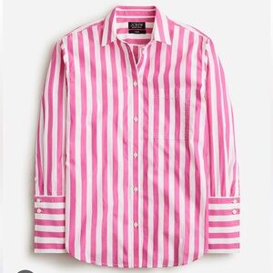 J. Crew Pink and White Striped Button Down Shirt